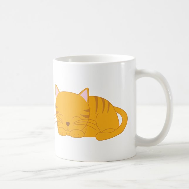 Taza De Café Gato de Tabby anaranjado el dormir (Derecha)