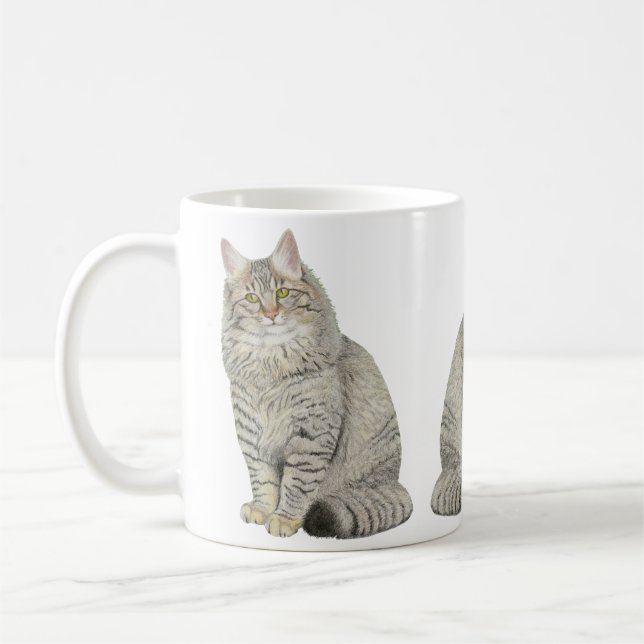Taza De Café Gato de tabla de pelo largo (Izquierda)