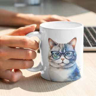 Taza De Café Gato de tabla gris acuarela personalizado