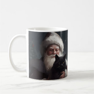 Taza De Café Gato de Tuxedo con Navidades festivos de Santa Cla