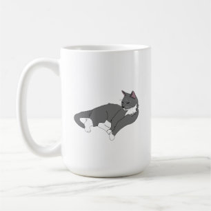 Taza De Café Gato de Tuxedo Gris y Blanco