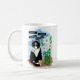 Taza De Café Gato de Tuxedo y Lilies | Oferta Inspiradora