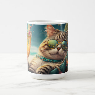 Taza De Café Gato de vacaciones de nombre personalizado