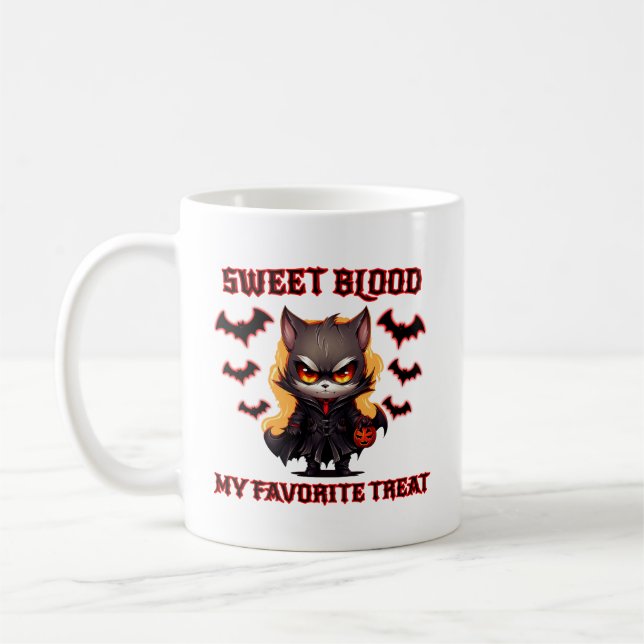 Taza De Café Gato de vampiros malvados Bat de calabaza de Hallo (Izquierda)