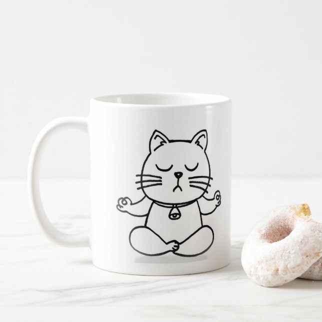 Taza De Café Gato de yoga (Con donut)