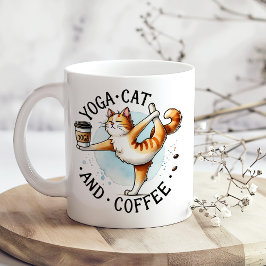 Taza De Café Gato de "Yoga y café" gracioso gato Lover