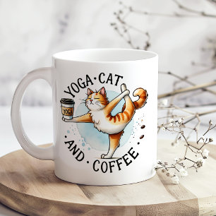 Taza De Café Gato de "Yoga y café" gracioso gato Lover