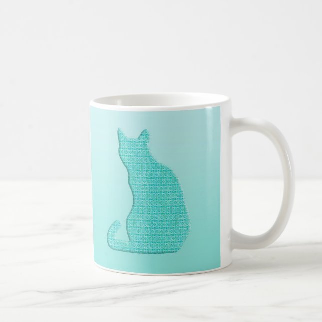 Taza De Café Gato del Arabesque - sombras de la turquesa (Derecha)