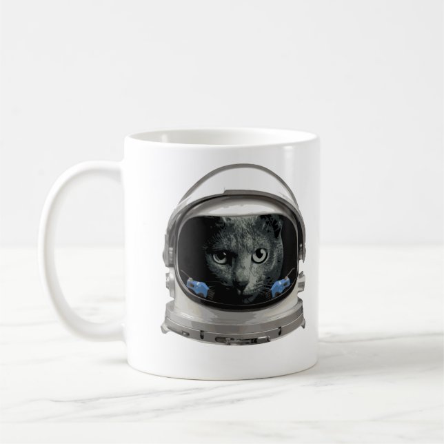 Taza De Café Gato del astronauta del casco de espacio (Izquierda)