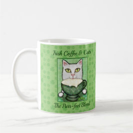 Taza De Café Gato del blanco del día de St Patrick del café