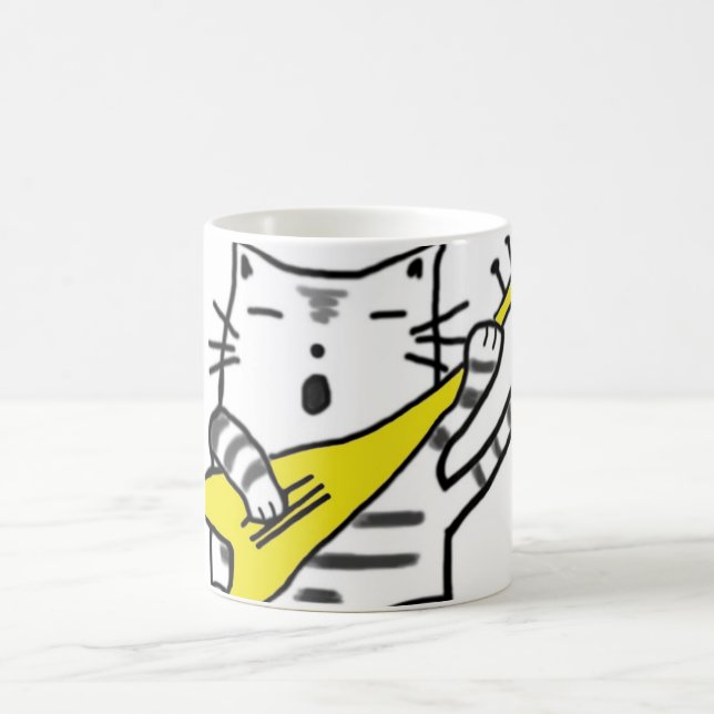 Taza De Café Gato del canto - amarillo (Centro)