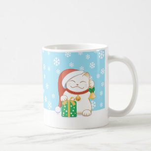 Taza De Café Gato del navidad blanco en Red Hat