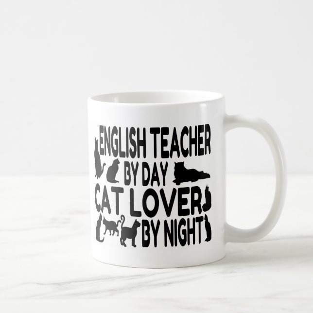 Taza De Café Gato del profesor de inglés Lover (Derecha)
