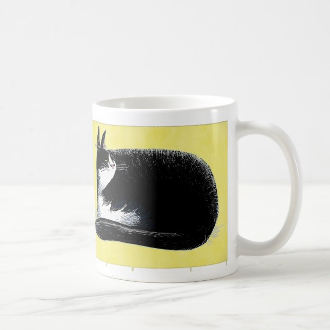 Taza De Café Gato del smoking - amarillo (Derecha)