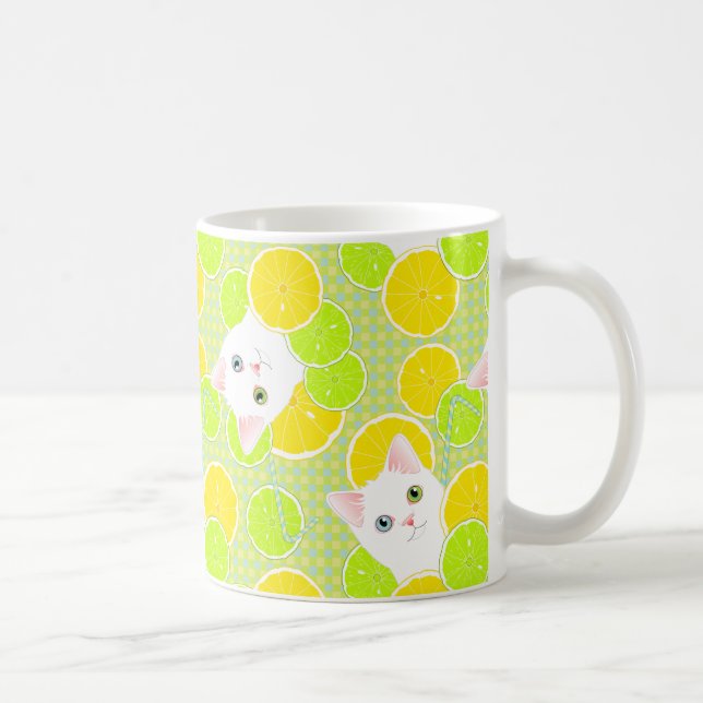 Taza De Café ¡Gato delicioso del gatito de la limonada soleado, (Derecha)