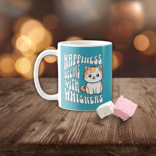 Taza De Café Gato divertido azul brillante lindo diciendo
