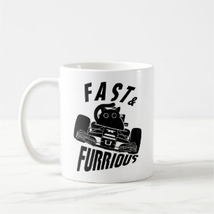 Taza De Café Gato divertido conduciendo un coche FURRioso