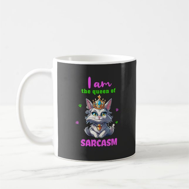 Taza De Café Gato divertido de la reina del sarcasmo (Izquierda)