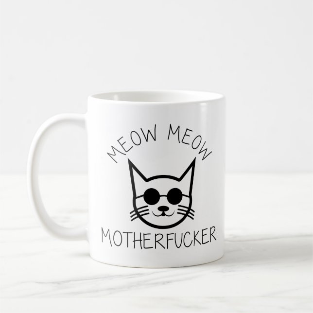 Taza De Café Gato divertido del gato del regalo del maullido (Izquierda)