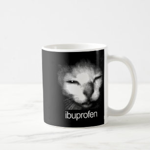 Taza De Café Gato divertido Ibuprofeno Meme Retro Cara de gato 
