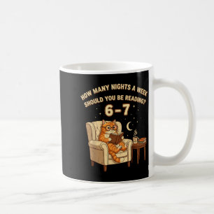 Taza De Café Gato Divertido Leyendo 6-7 Meme Amante de Libros E