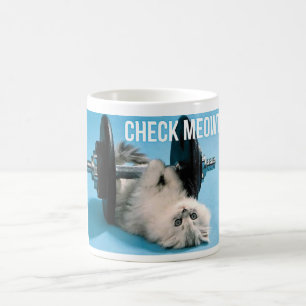 Taza De Café Gato divertido lindo del gimnasio - compruebe