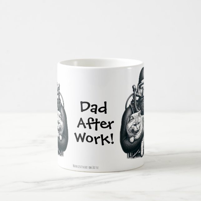 Taza De Café Gato divertido papá Buceador Scuba Personaliza (Centro)