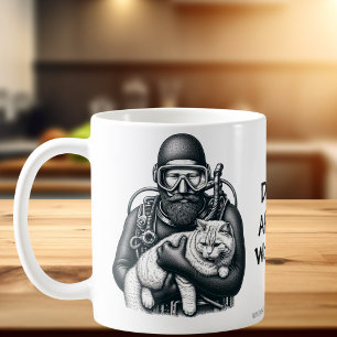 Taza De Café Gato divertido papá Buceador Scuba Personaliza