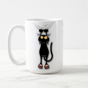 Taza De Café Gato divertido Personaje Rascando Tela