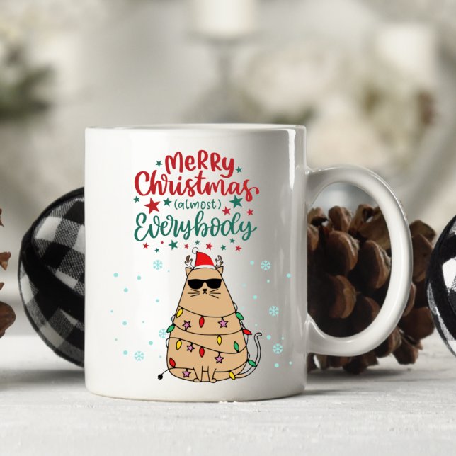 Taza De Café Gato divertido personalizado Feliz Navidad Mug (Subido por el creador)