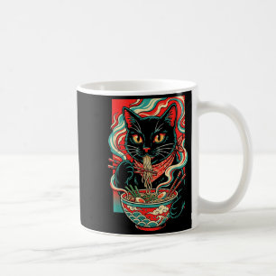 Taza De Café Gato Divertido Ramen Gráfico Japonés Kawaii Retro
