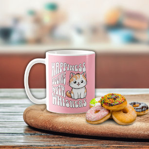 Taza De Café Gato divertido rosa azul lindo diciendo