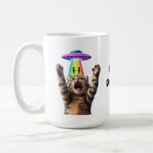Taza De Café Gato Divertido Selfie Alien OVNI Divertido Persona