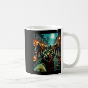 Taza De Café Gato Divertido Selfie Halloween Zombies Humor