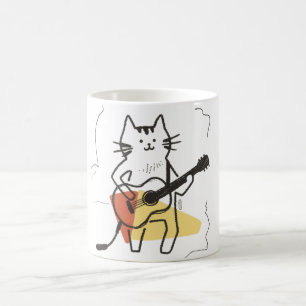 Taza De Café Gato Divertido Tocando Guitarra Amante de la Músic