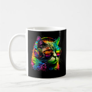 Taza De Café Gato DJ De Arcoiris Con Gafas De Sol