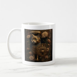Taza De Café Gato dorado gótico steampunk