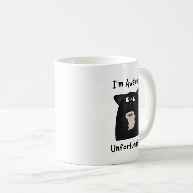 Taza De Café Gato Dormilón Divertido  (Anverso derecho)