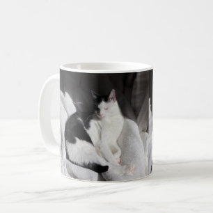 Taza De Café Gato durmiendo en blanco y negro/Agrega la foto de