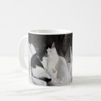 Taza De Café Gato durmiendo en blanco y negro/Agrega la foto de