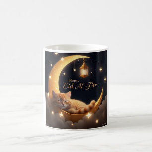 Taza De Café Gato durmiendo en la luna creciente