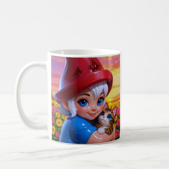 Taza De Café Gato Elfo Adorable  (Izquierda)