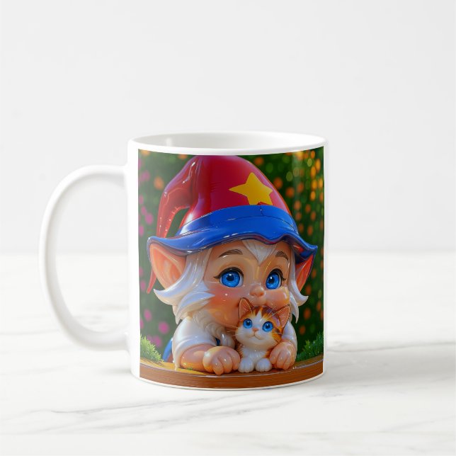 Taza De Café Gato Elfo Adorable  (Izquierda)