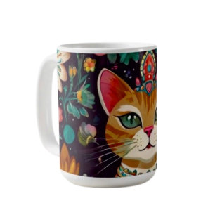 Taza De Café Gato Emperador con Joyas