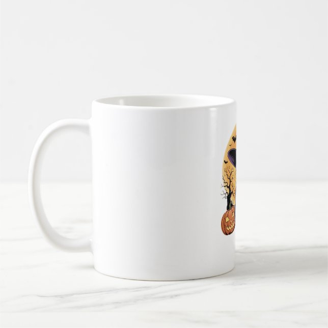 Taza De Café Gato en la calabaza de Halloween camiseta clásica (Izquierda)