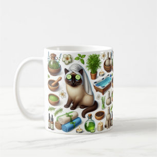 Taza De Café Gato en la fiesta de Spa para amantes de gatos sia