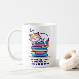 Taza De Café Gato en la pila de libros Cute té lector personali