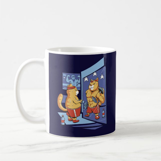 TAZA DE CAFÉ GATO EN PESO DE VIDA DE GIMNASIO (Izquierda)