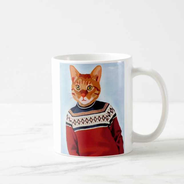 Taza De Café Gato en suéter de esquí (Derecha)