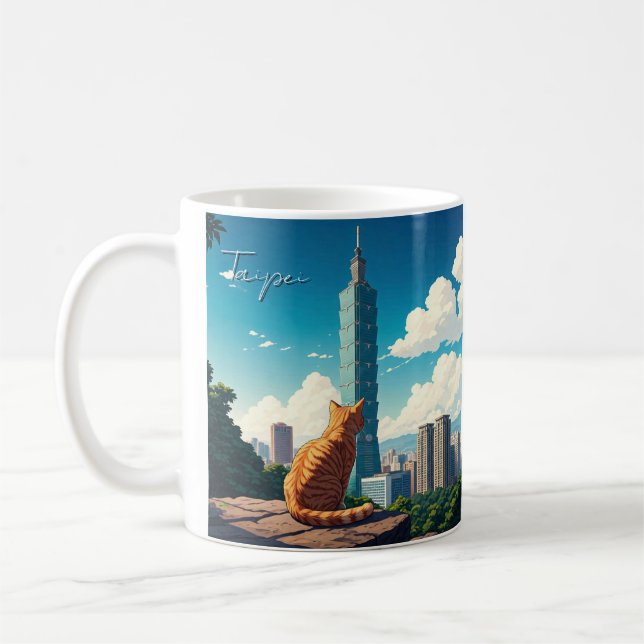 Taza De Café Gato en Taipei 101 Taiwán (Izquierda)